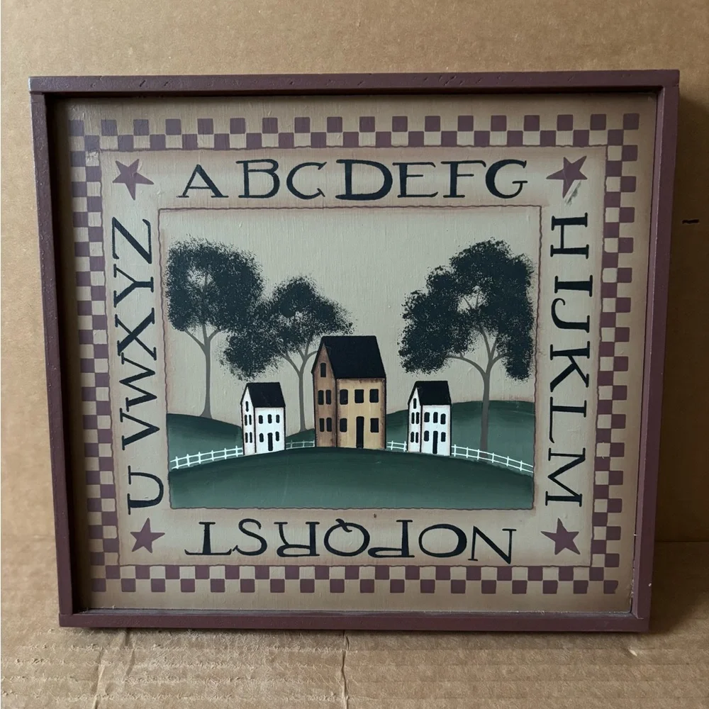 (4) Vintage Primitive Art Wall Pieces - Picture 3 of 5